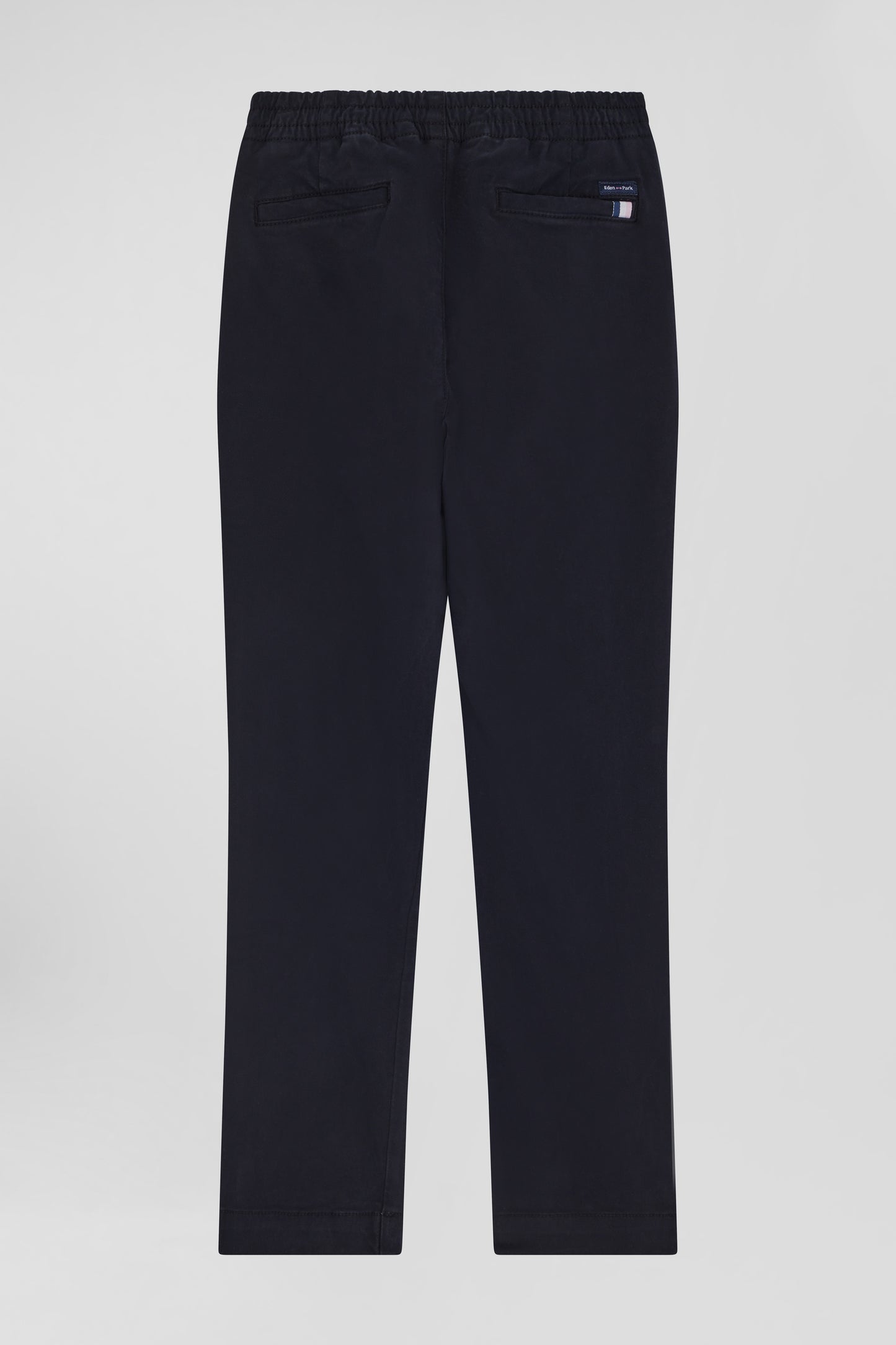 Regular navy blue stretch cotton chino trousers