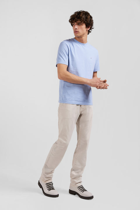 Regular ecru stretch cotton 5-pocket trousers - Image 3