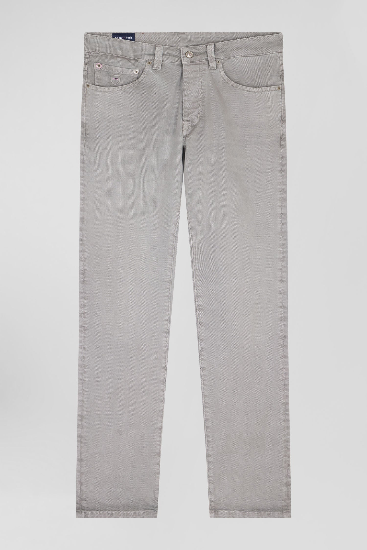 Regular grey stretch cotton 5-pocket trousers