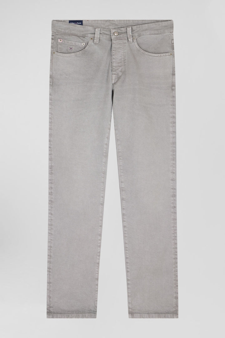 Pantalon 5 poches en coton stretch gris coupe Regular