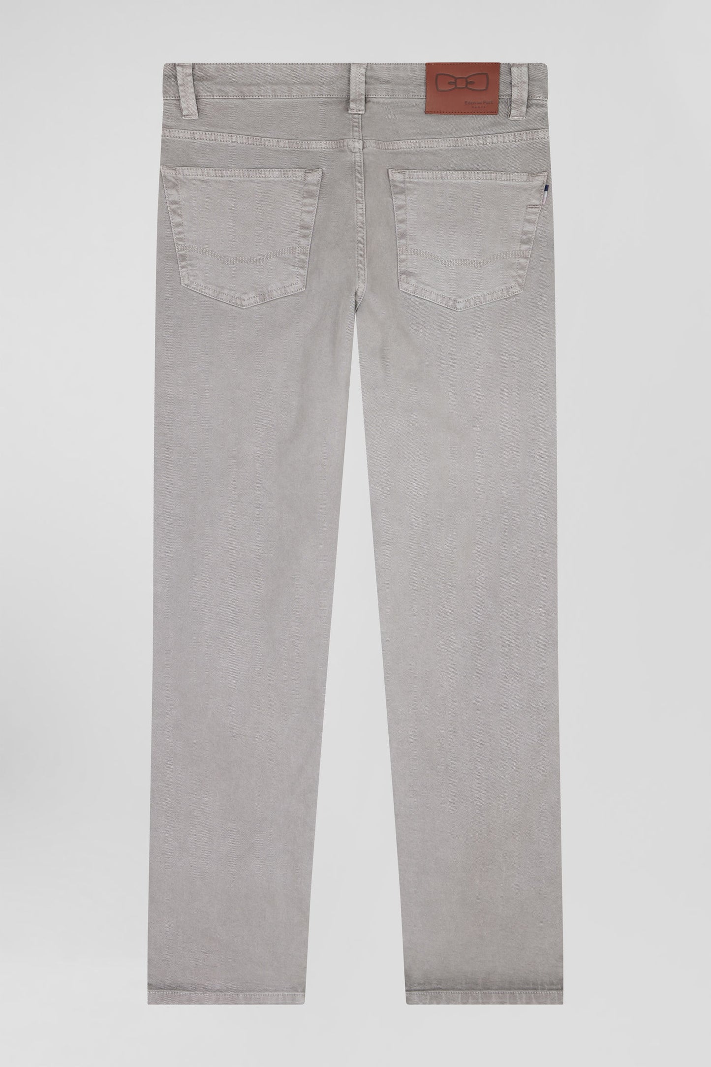 Regular grey stretch cotton 5-pocket trousers