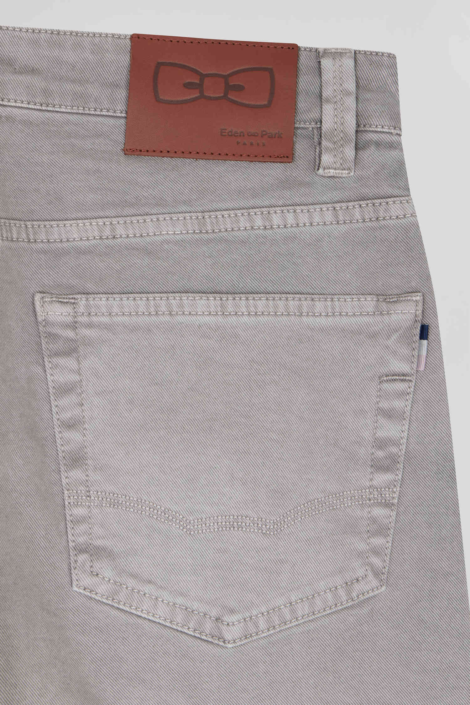 Regular grey stretch cotton 5-pocket trousers