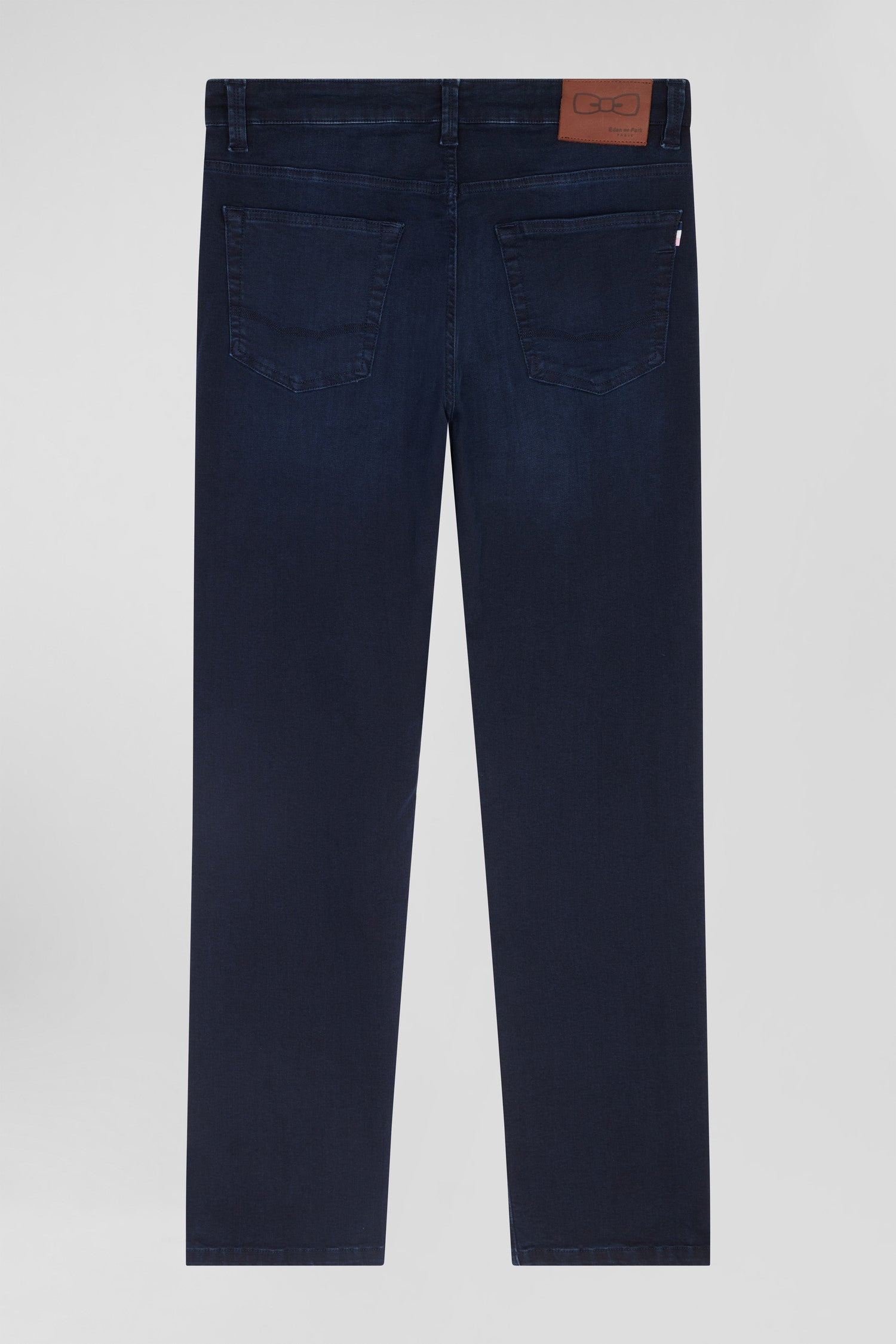 Slim stone-washed navy blue stretch denim jeans