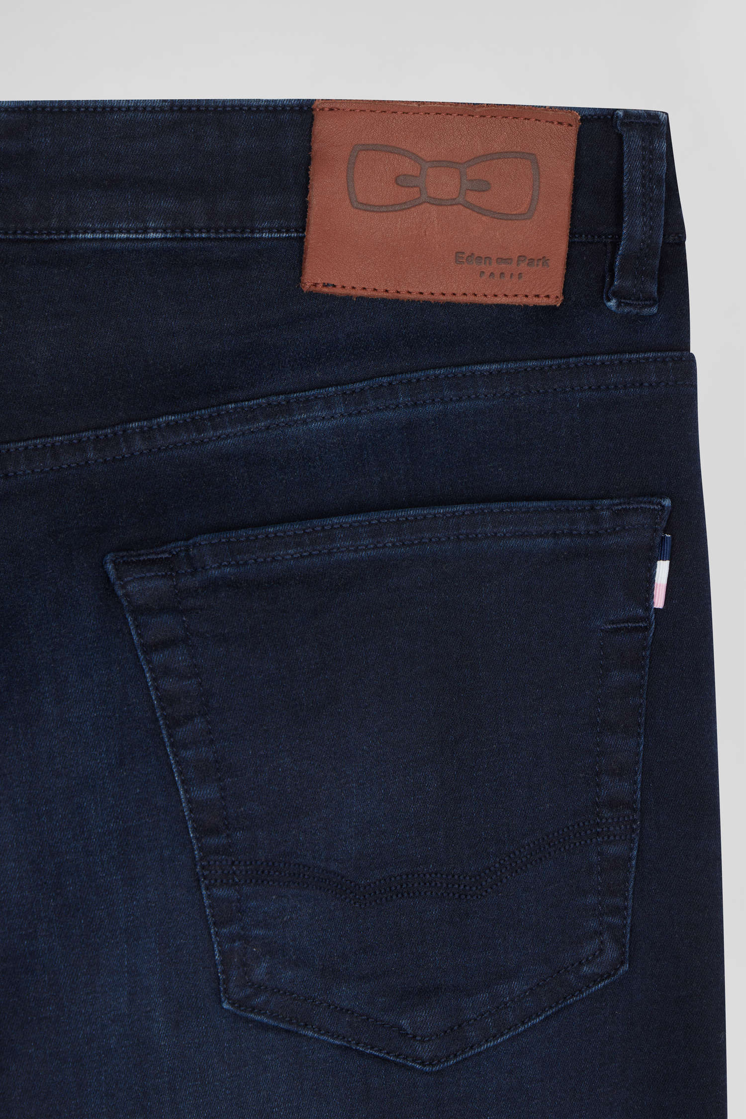 Slim stone-washed navy blue stretch denim jeans