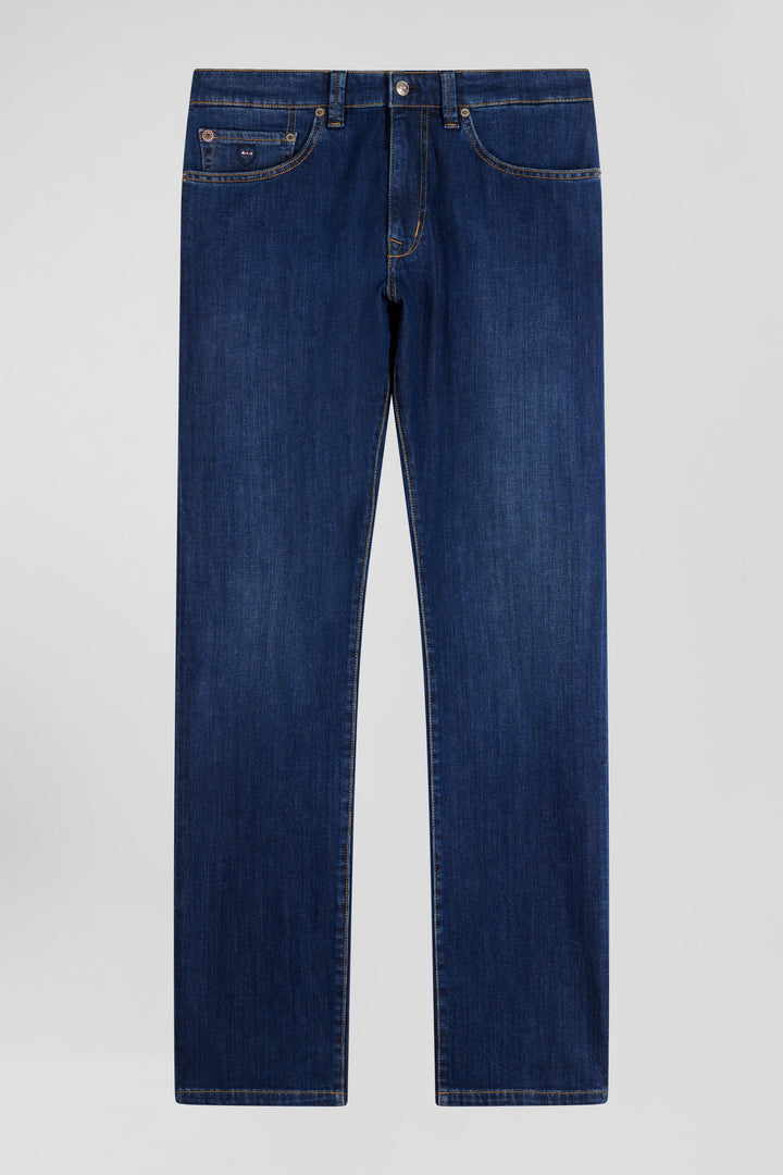 Jean en coton denim stretch brut coupe Regular délavage stone wash