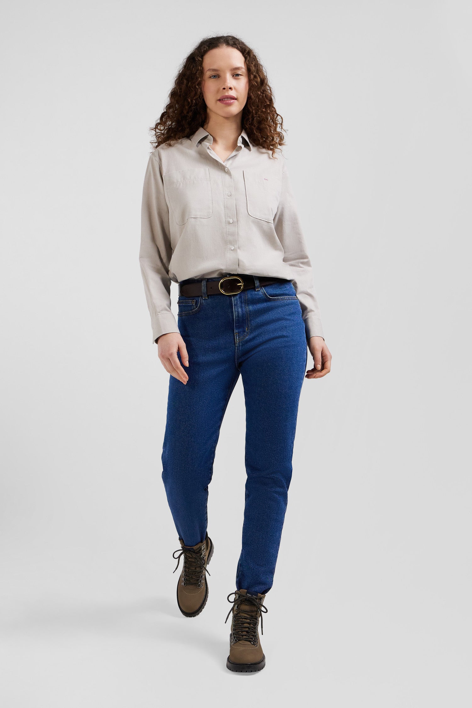 Jean 5 poches en coton bleu foncé coupe Slim