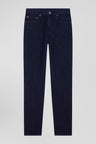 Regular navy blue cotton 5-pocket jeans