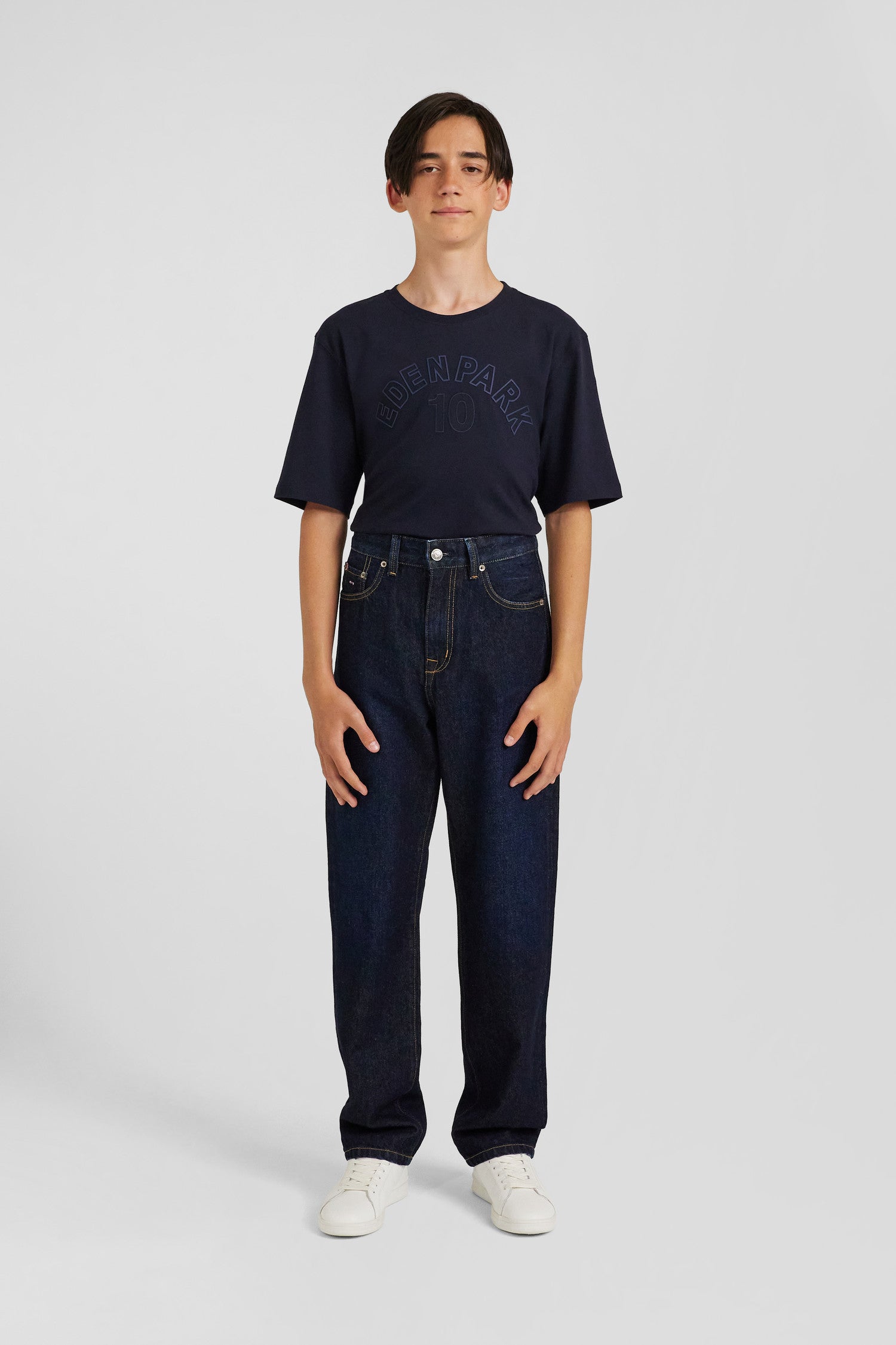 Oversize Navy blue cotton denim cargo jeans