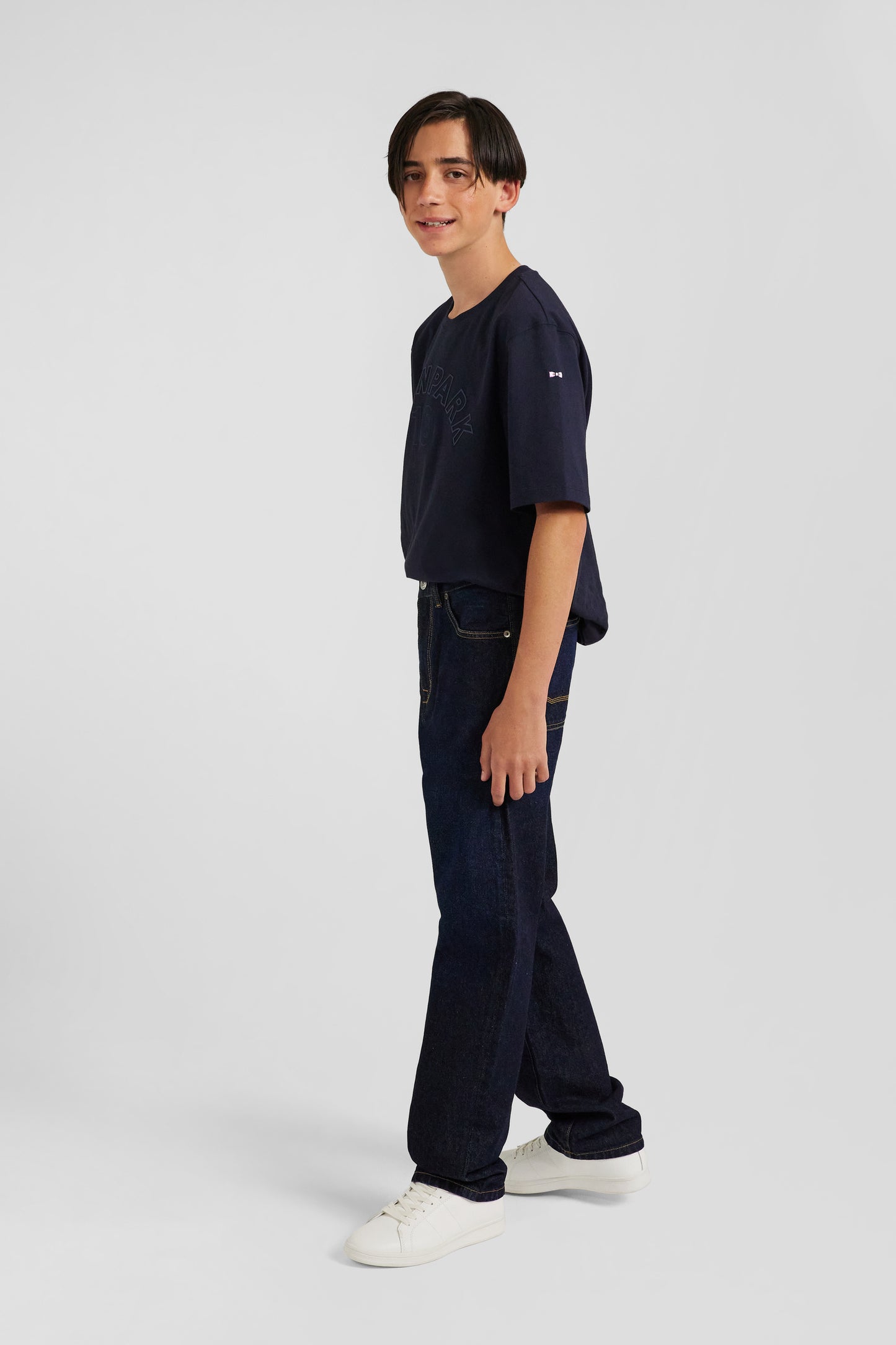 Oversize Navy blue cotton denim cargo jeans