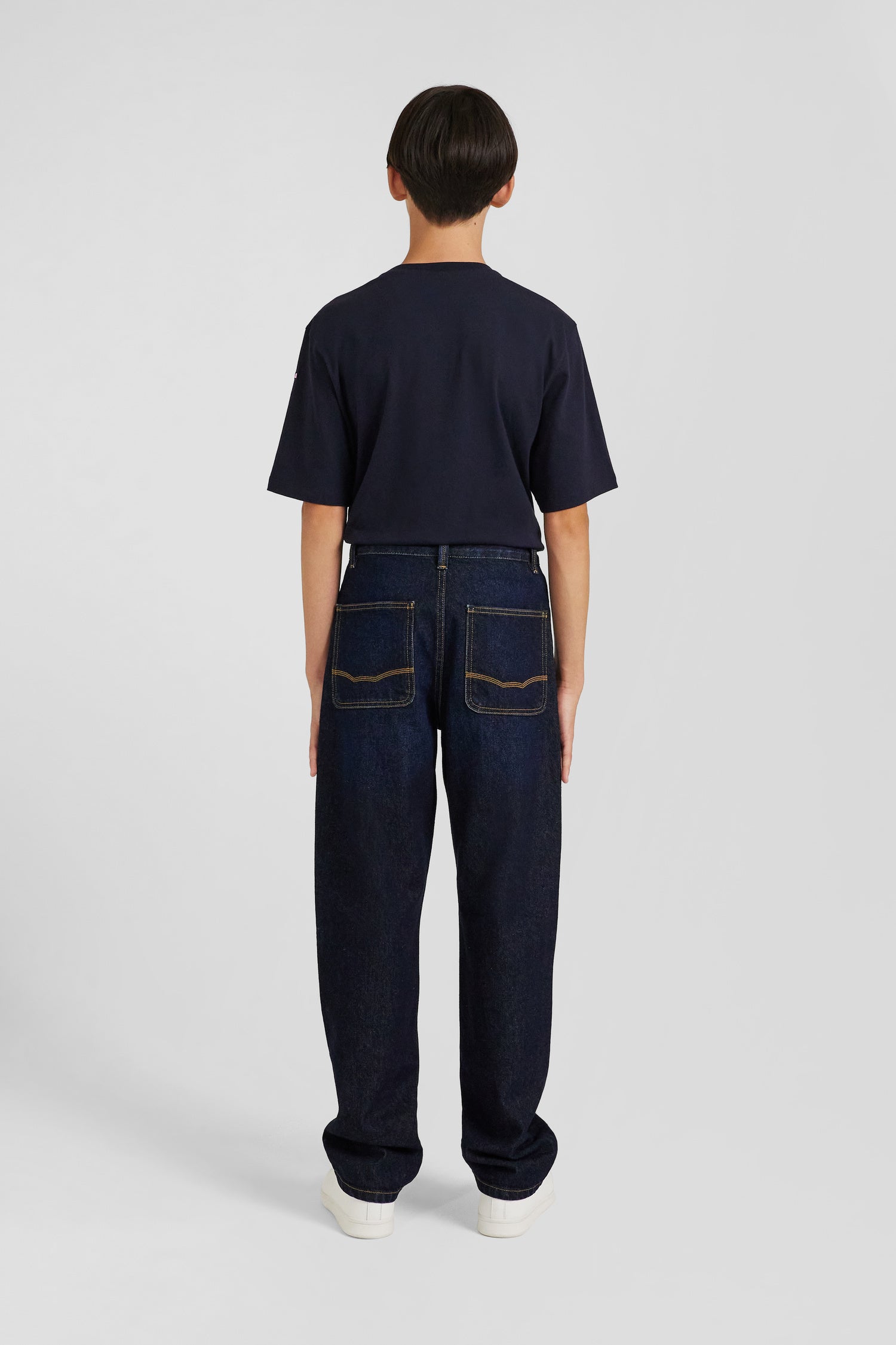 Oversize Navy blue cotton denim cargo jeans