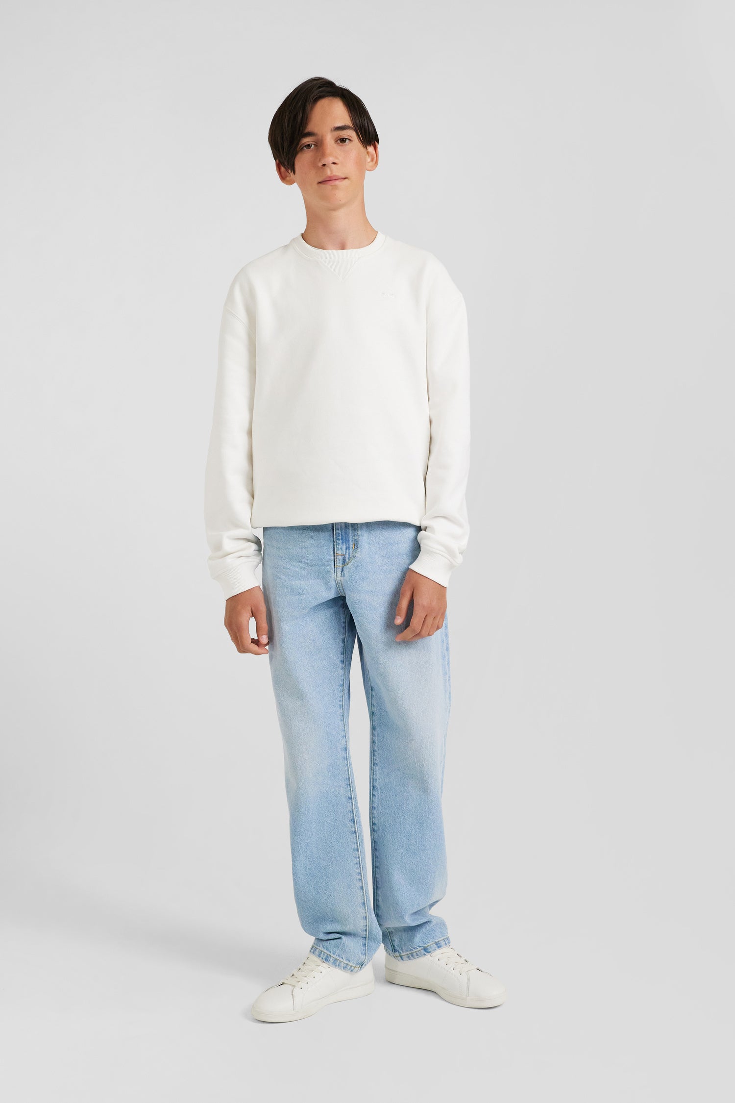 Oversize sky blue cotton denim jeans