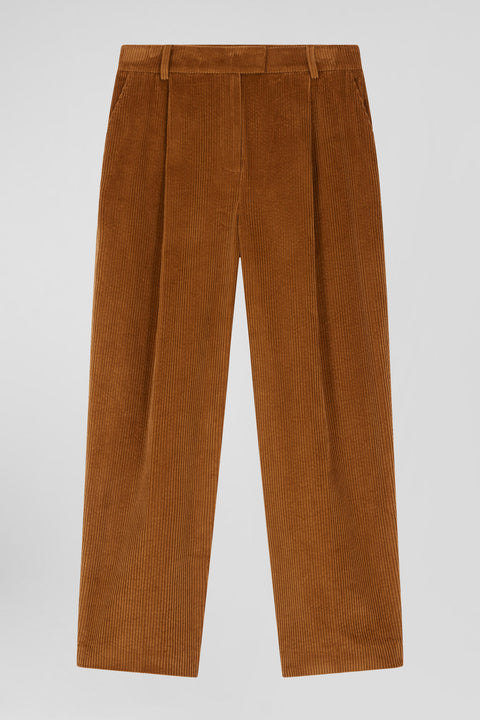 Modern camel checked corduroy trousers - Image 2