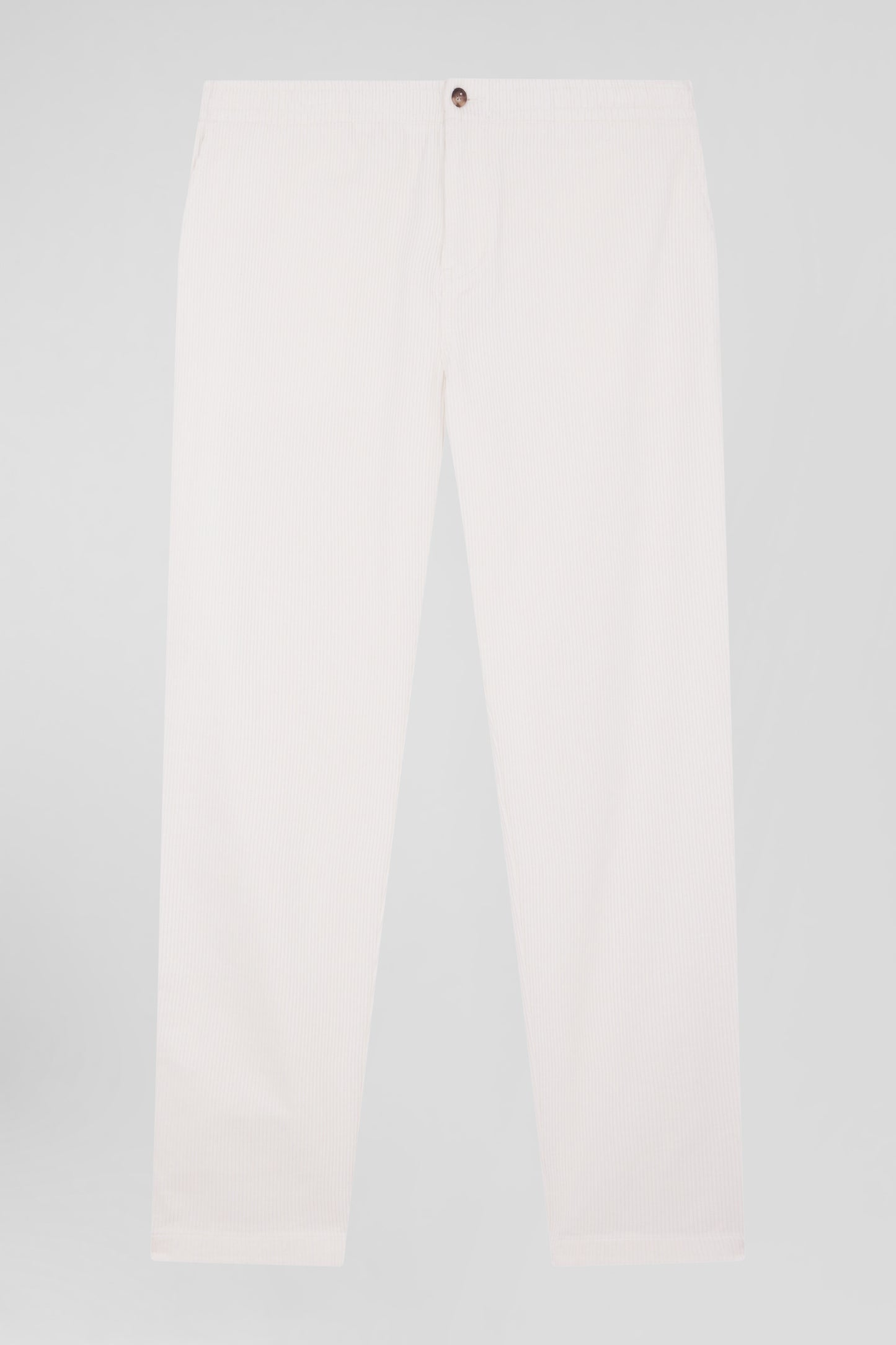 Modern ecru stretch cotton elastic waist trousers