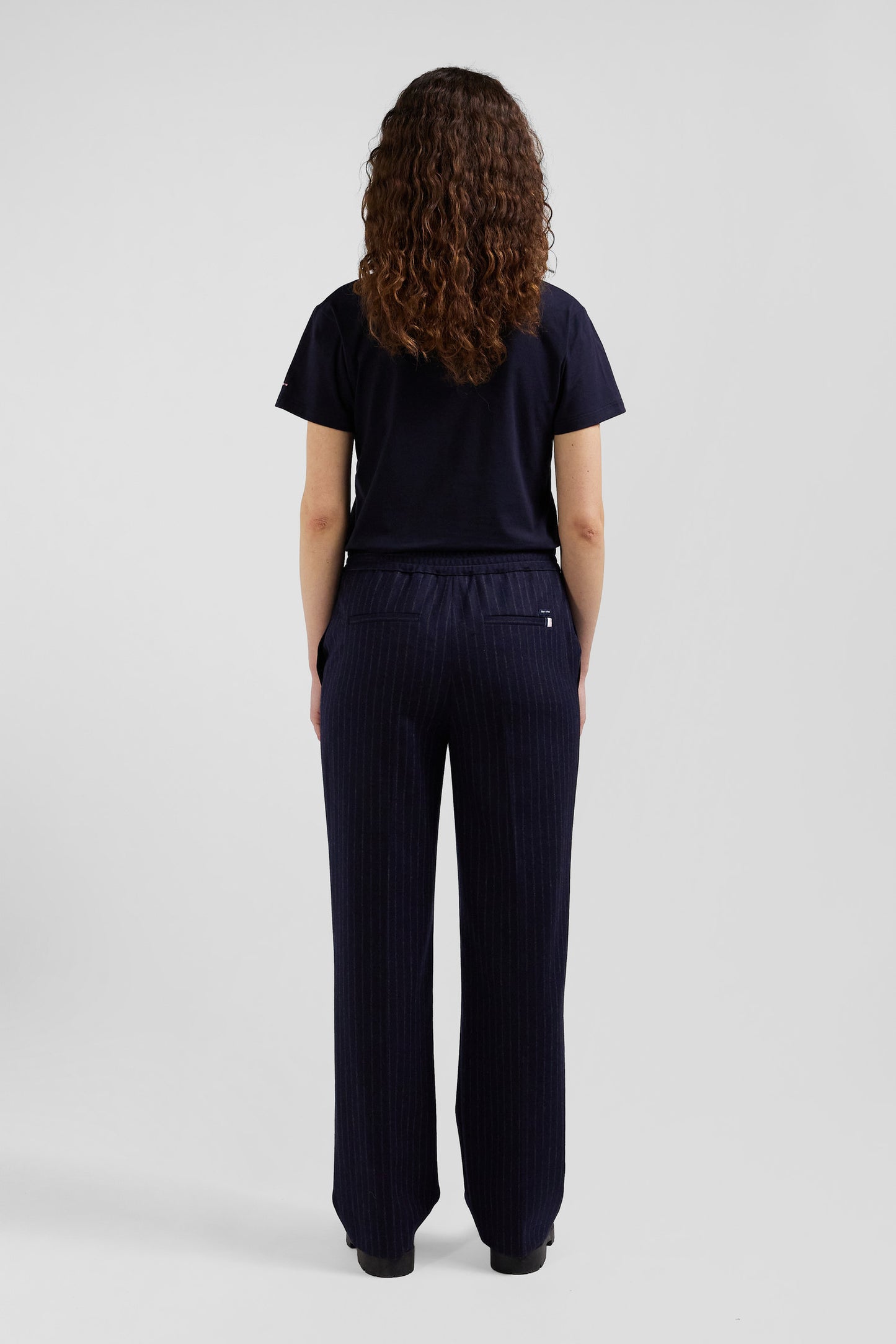 Pantalon en laine rayé bleu marine coupe Modern