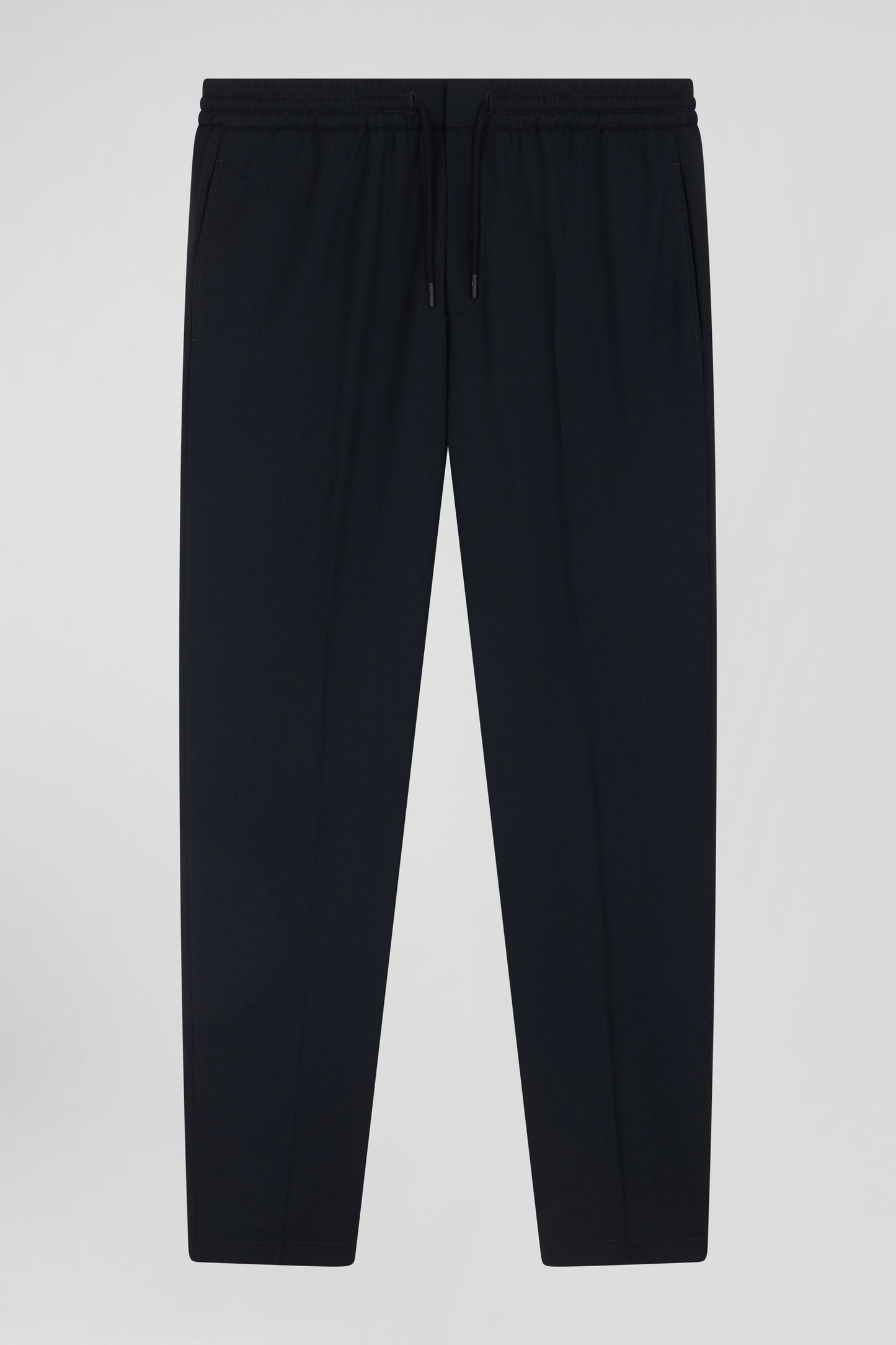 Modern khaki stretch wool elastic waist trousers