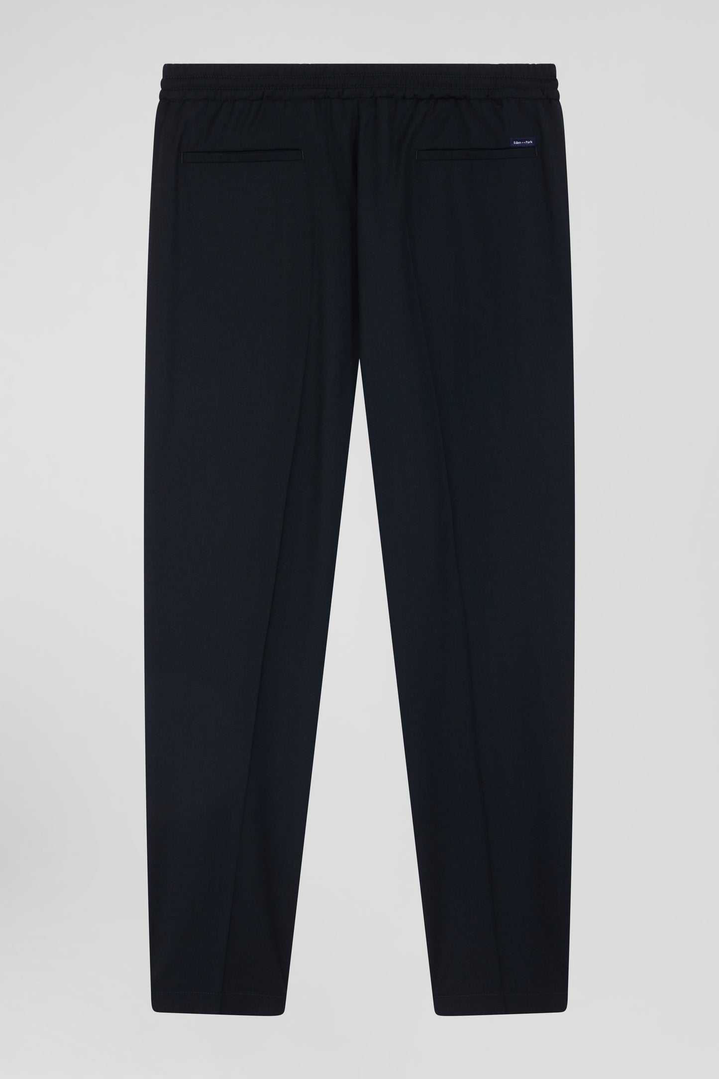 Modern khaki stretch wool elastic waist trousers