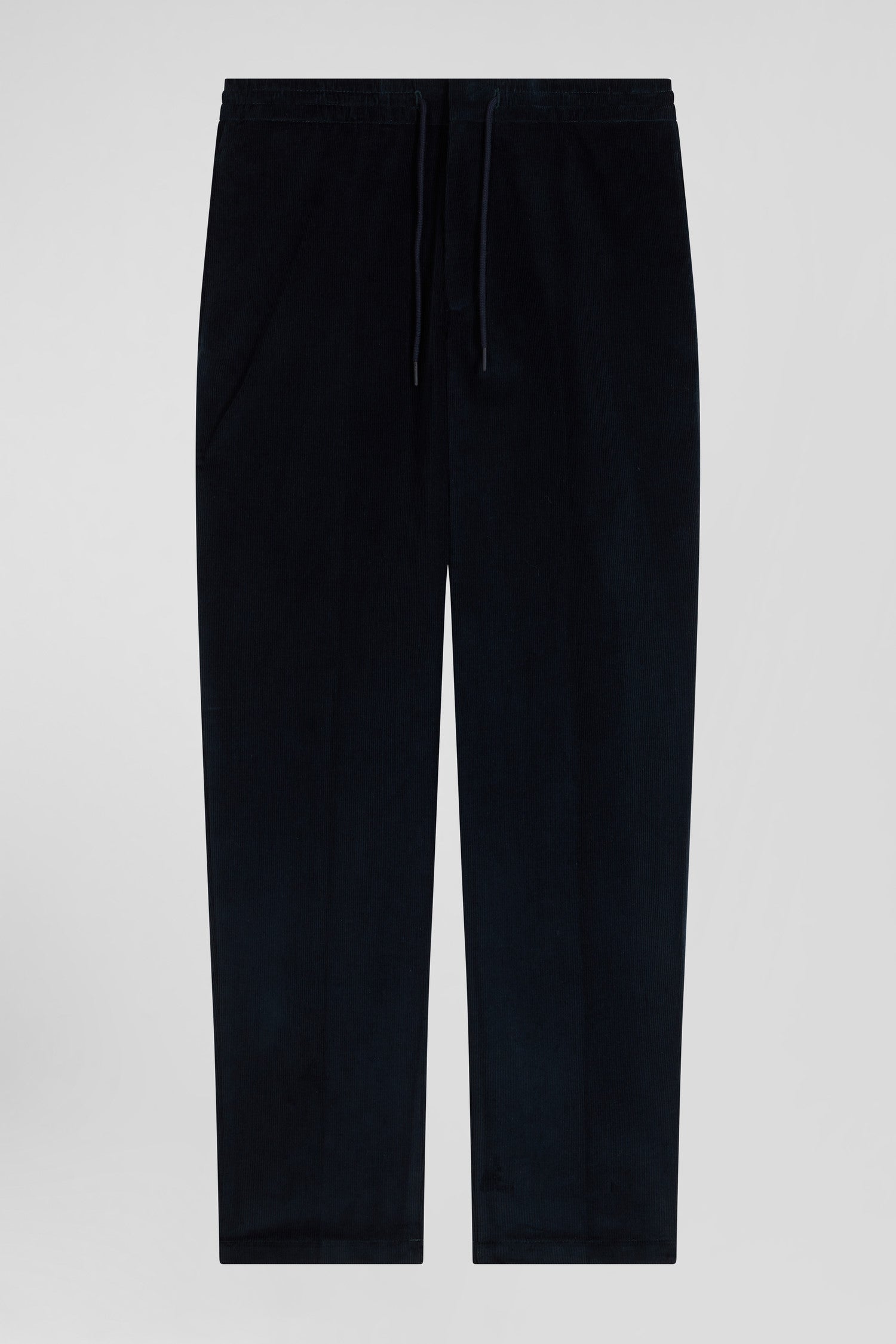 Modern navy blue elastic waist corduroy trousers