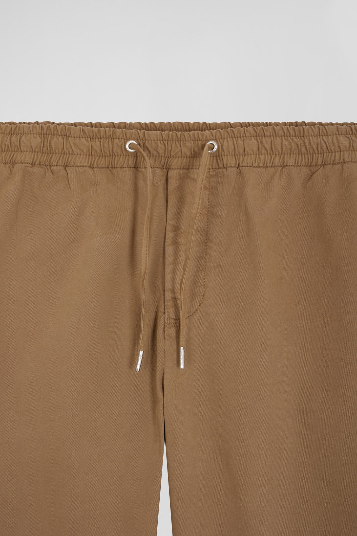 Elastic waistband pants in hazelnut stretch cotton, Modern cut