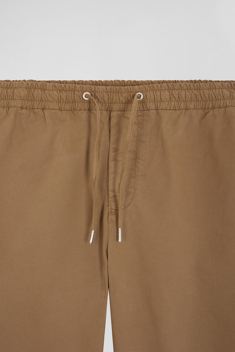 Elastic waistband pants in hazelnut stretch cotton, Modern cut - Image 3