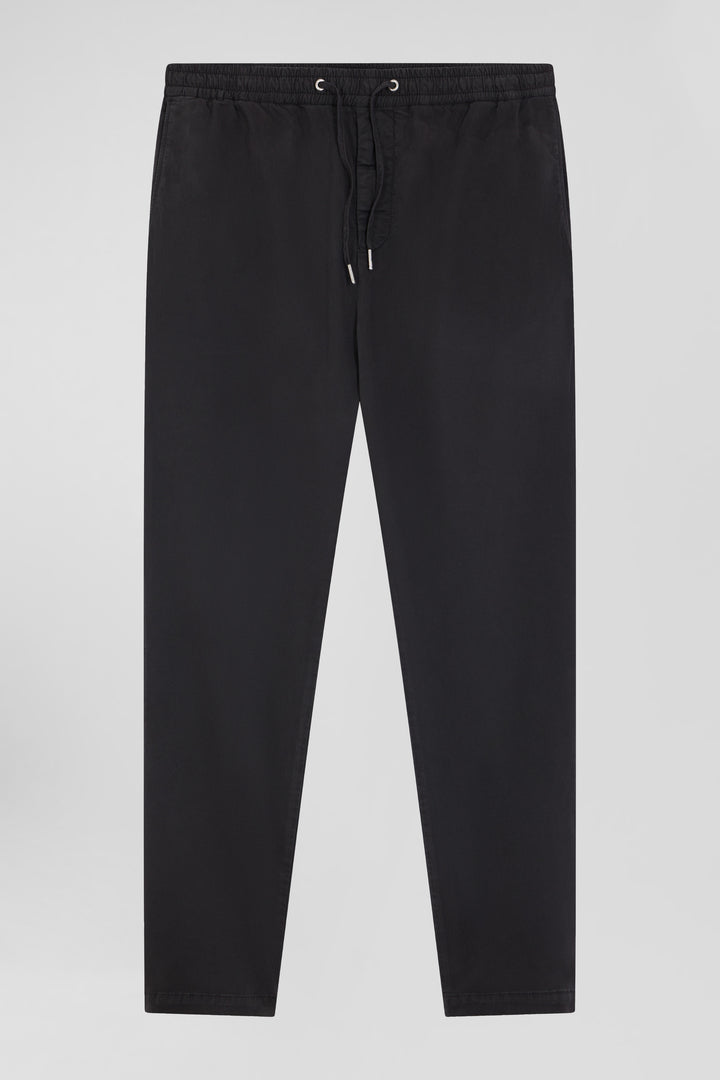 Modern anthracite grey stretch cotton elastic waist trousers