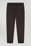 Pantalon taille élastique en coton stretch marron coupe Modern