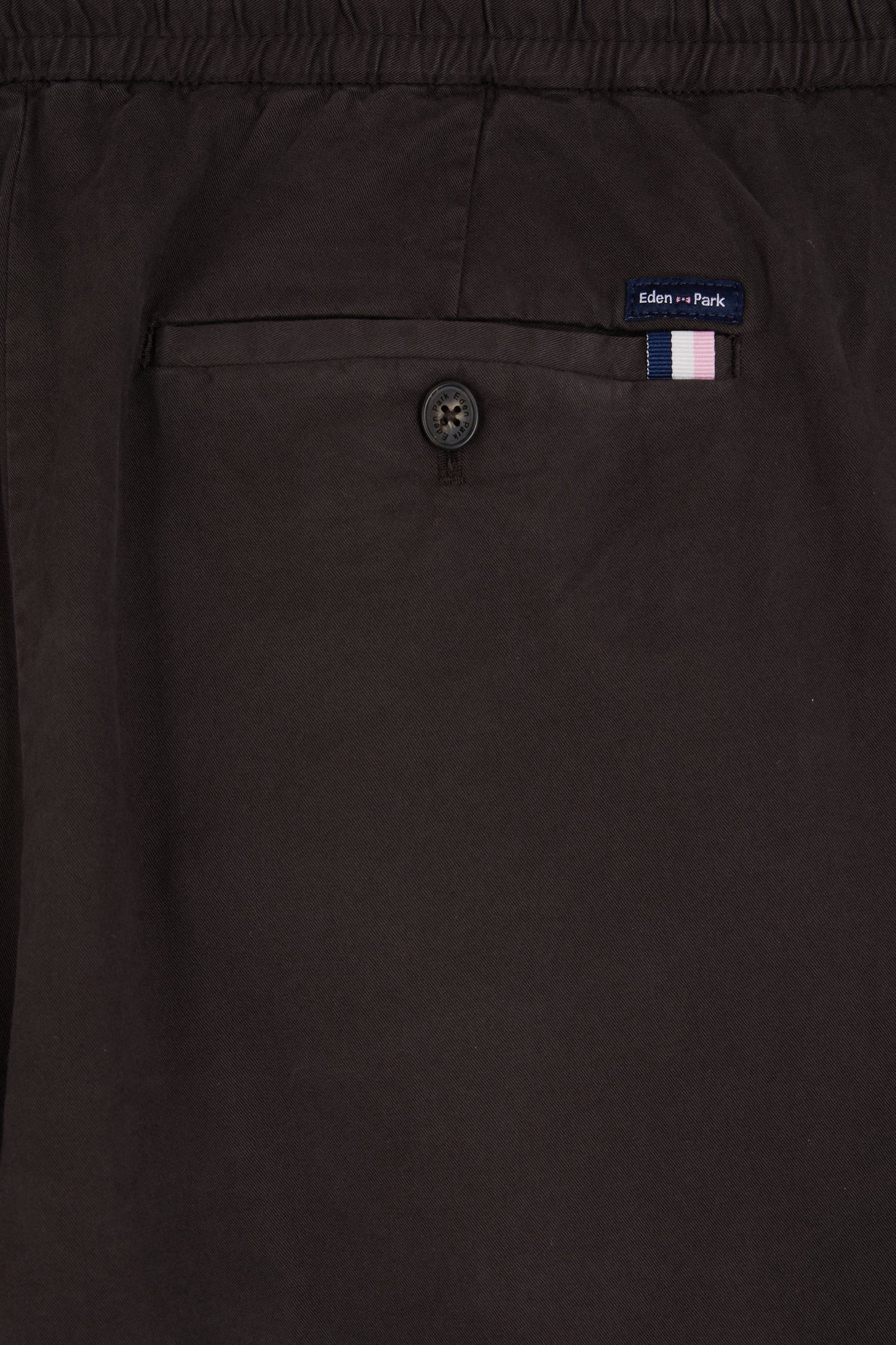 Modern brown stretch cotton elastic waist trousers