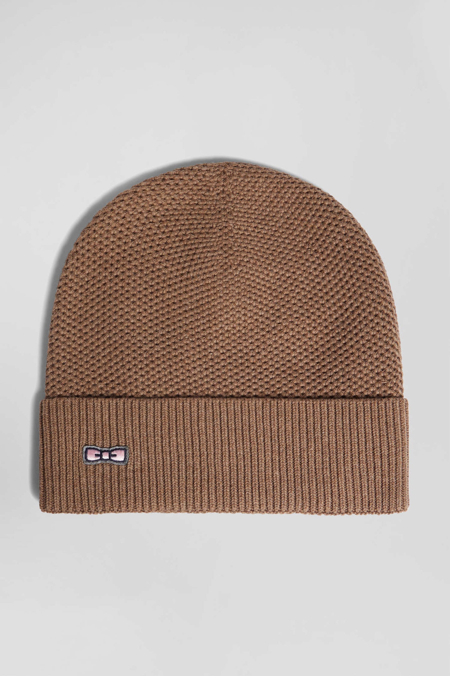 Plain hazelnut knitted cotton hat