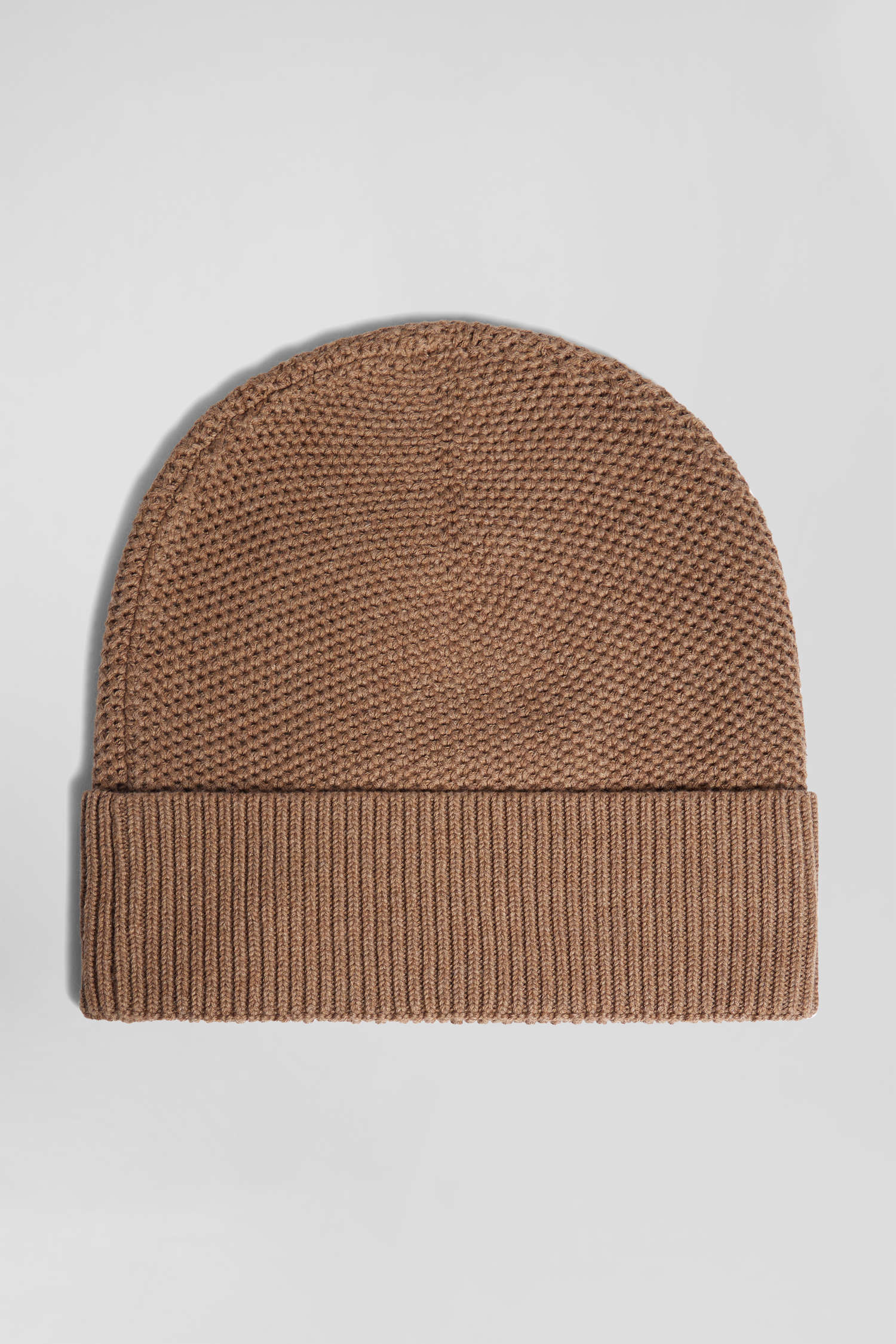 Plain camel knitted cotton beanie