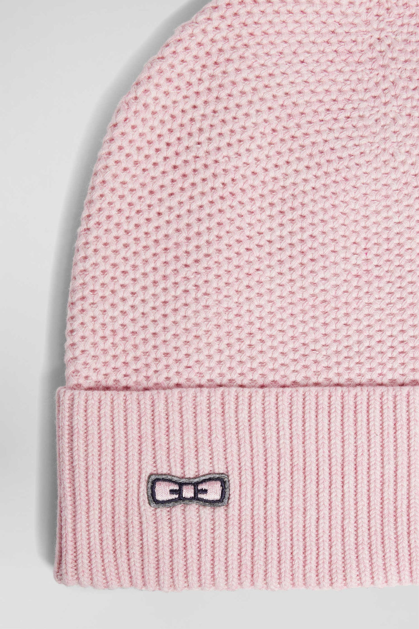 Plain pink knitted cotton beanie