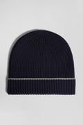 Grey ribbed knitted beanie