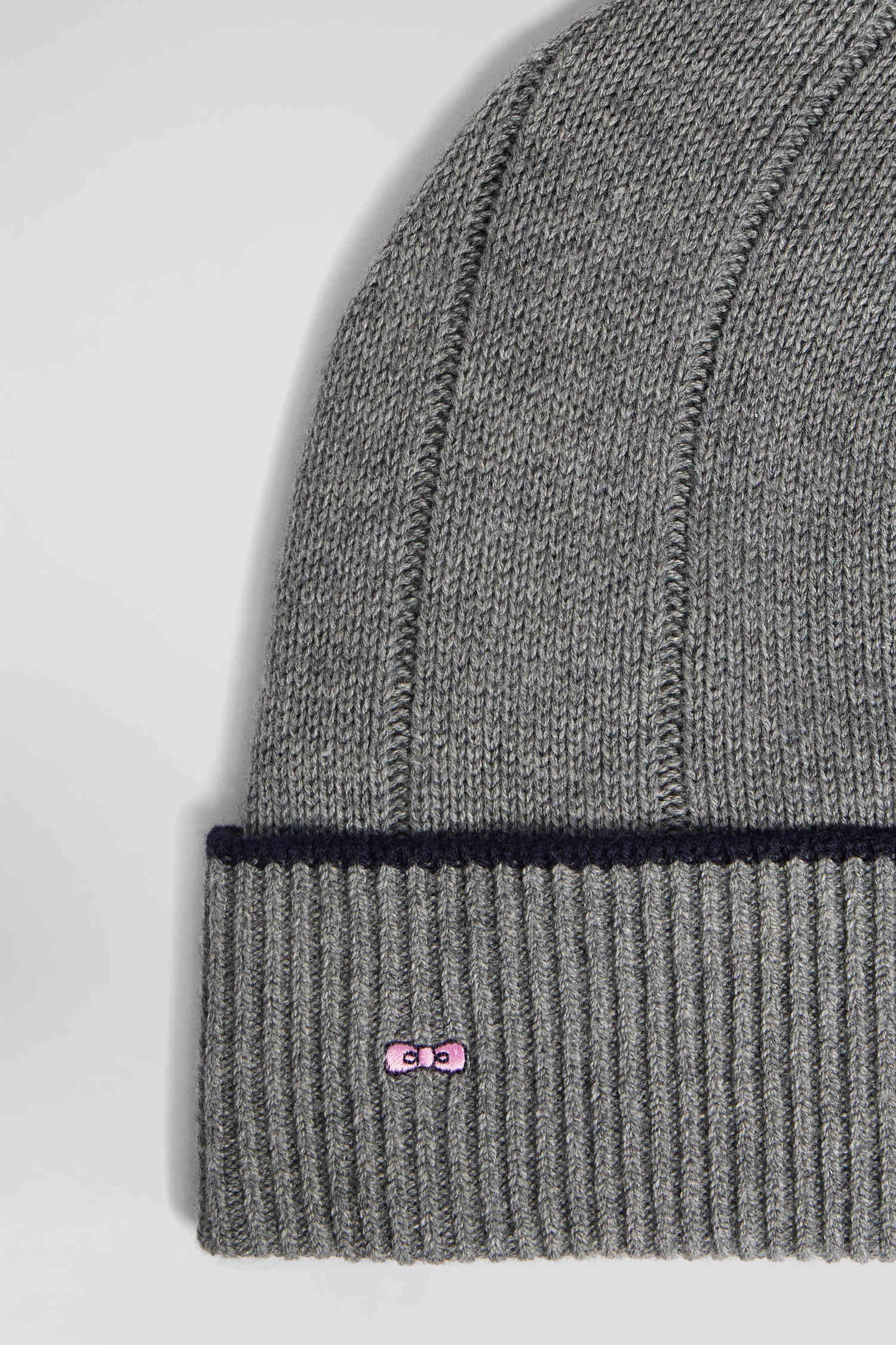 Cotton and cashmere beanie with contrasting trim