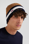 Camel cable knitted cotton beanie