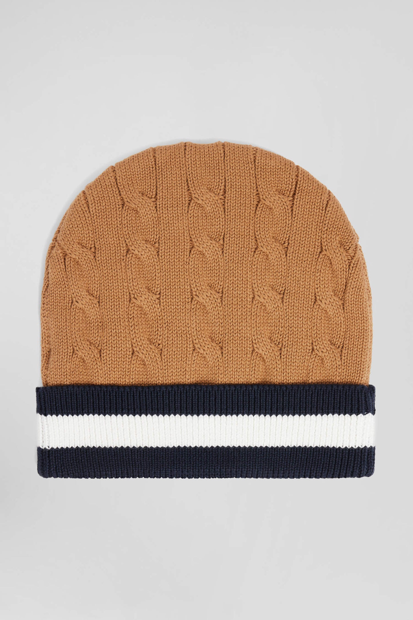 Camel cable knitted cotton beanie