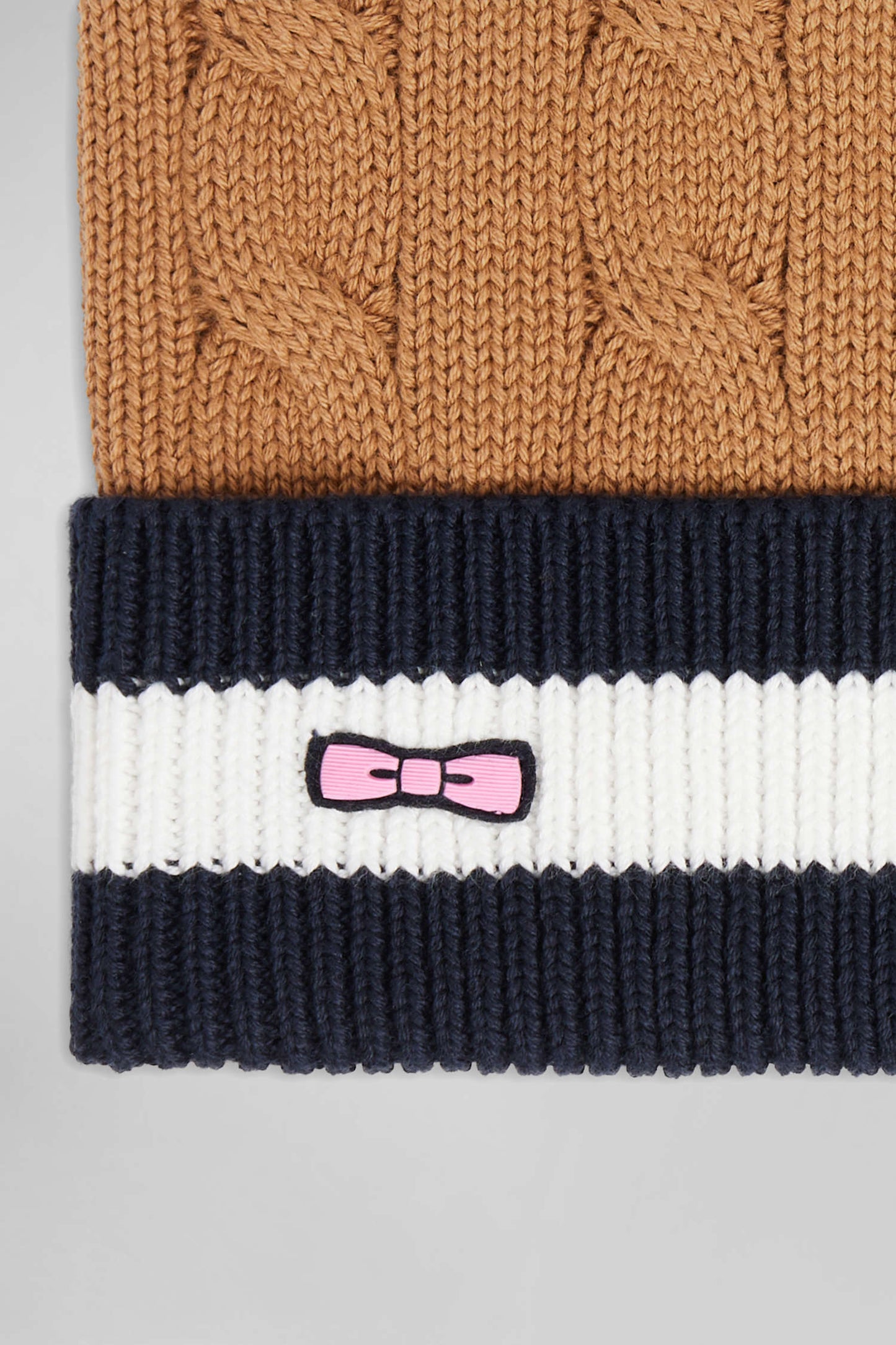 Camel cable knitted cotton beanie