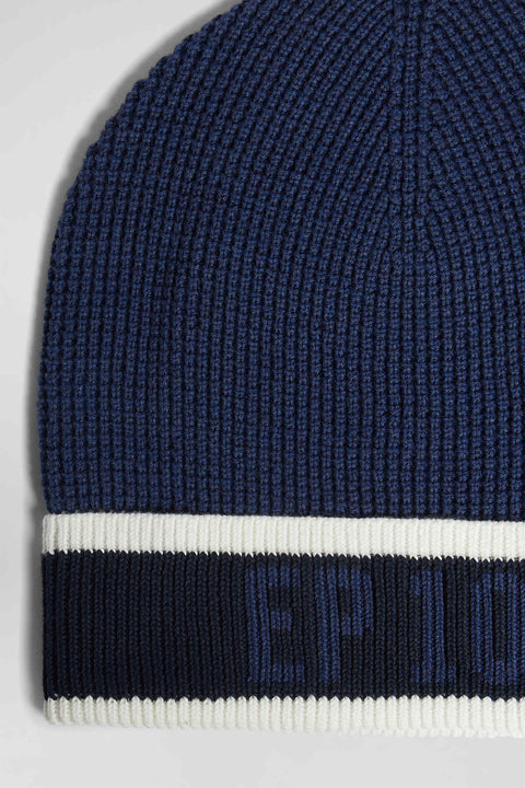 Dark blue cotton EP10 jacquard beanie - Image 3