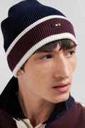 Navy blue cotton EP10 jacquard beanie