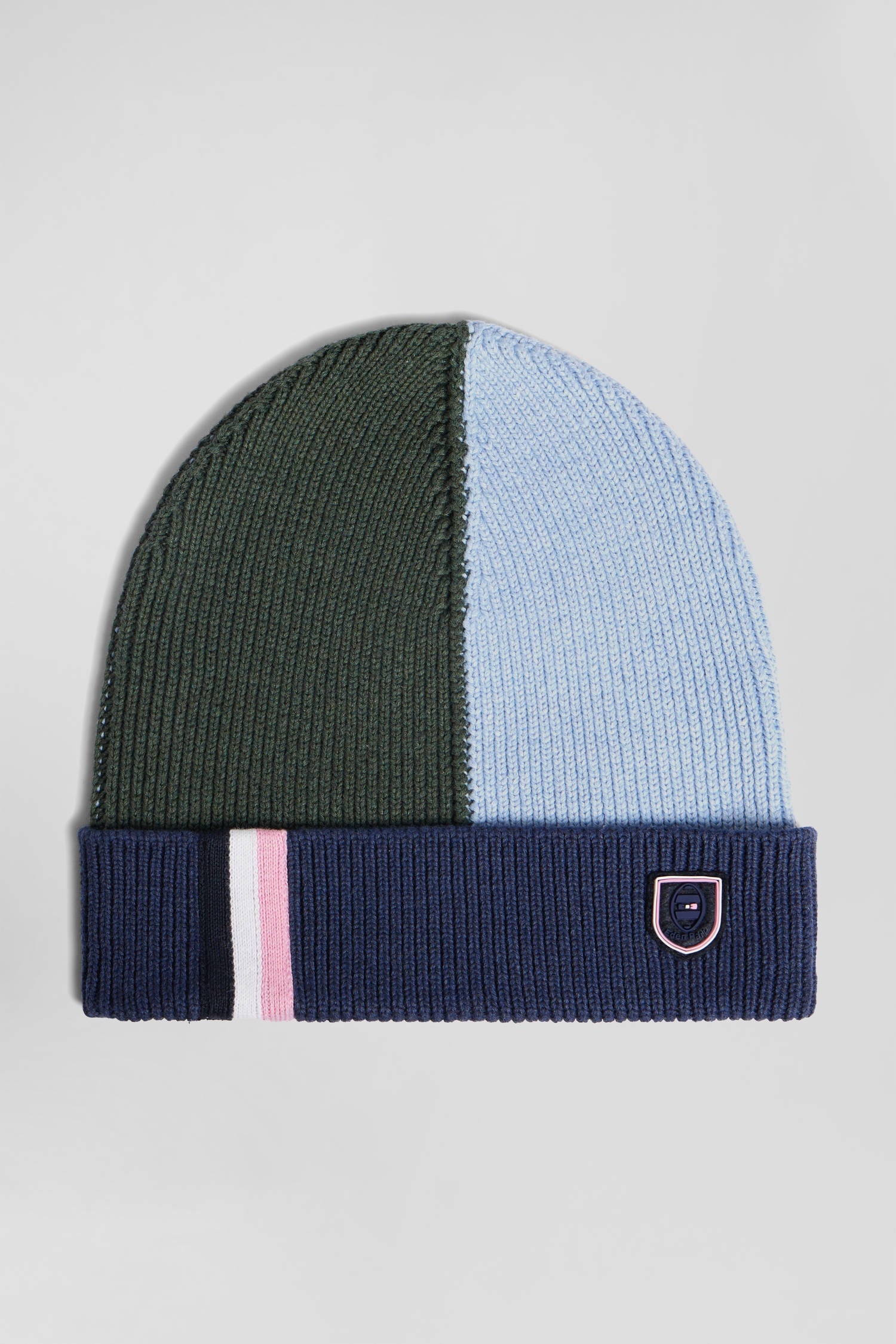 Navy blue colourblock cotton beanie