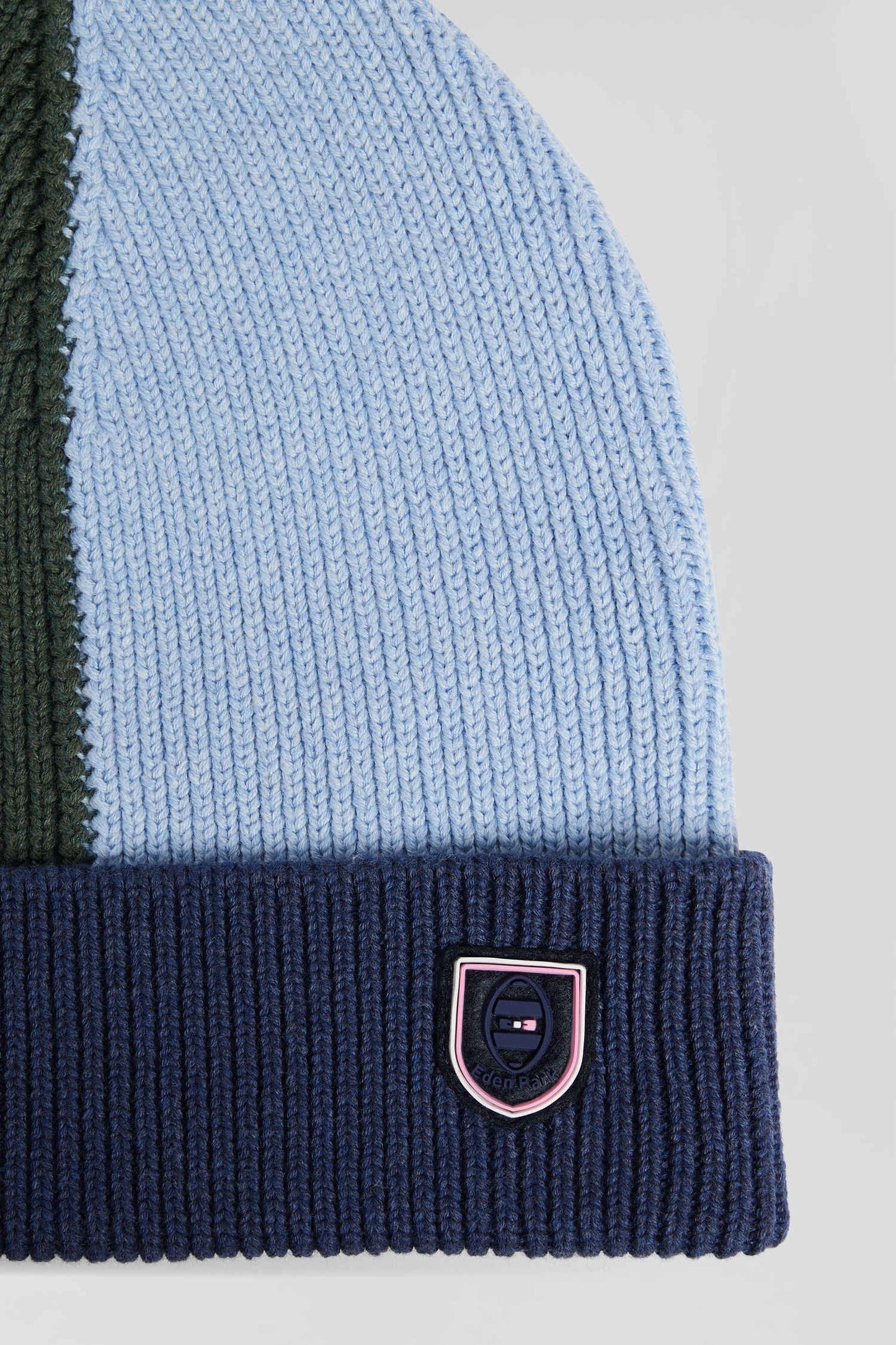 Navy blue colourblock cotton beanie