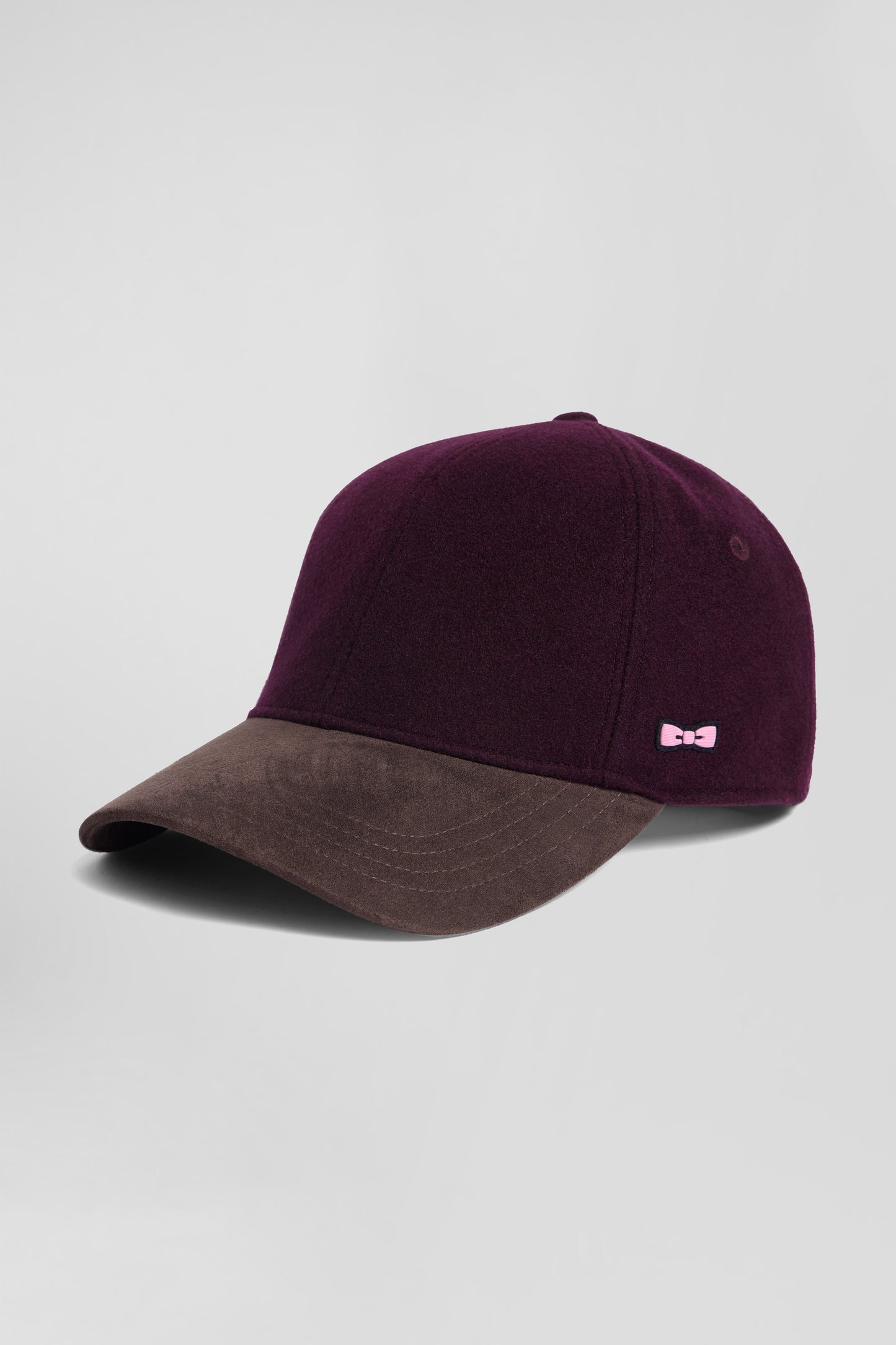 Burgundy and brown wool felt cap