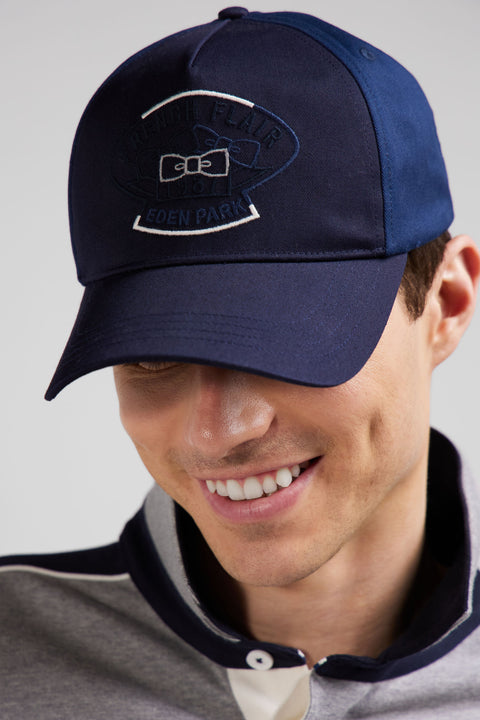 Dark blue bicolour cotton cap - Image 2