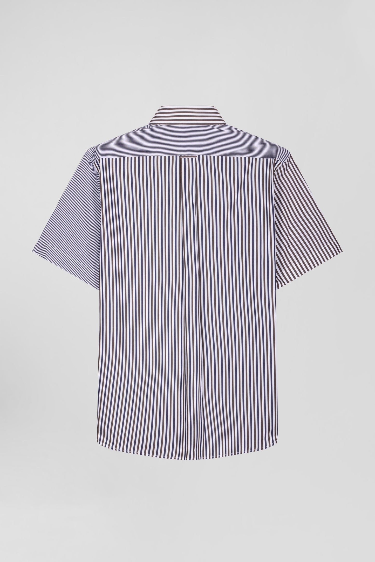 Regular brown cotton short-sleeved shirt