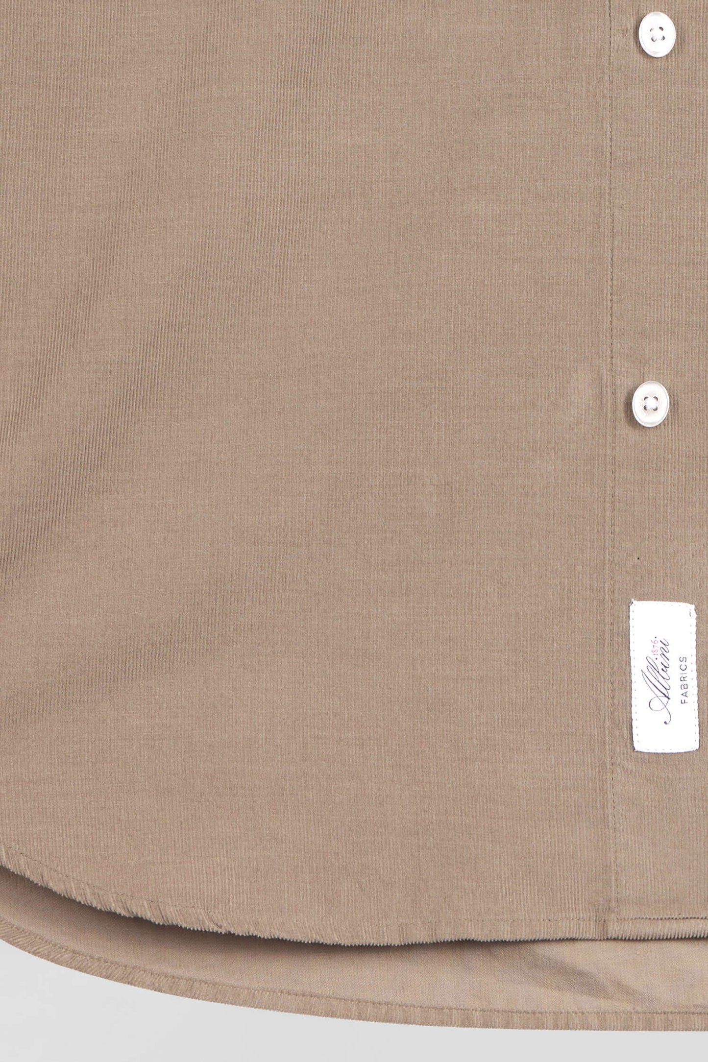 Plain beige corduroy shirt with button-down collar and chest pocket Regular fit