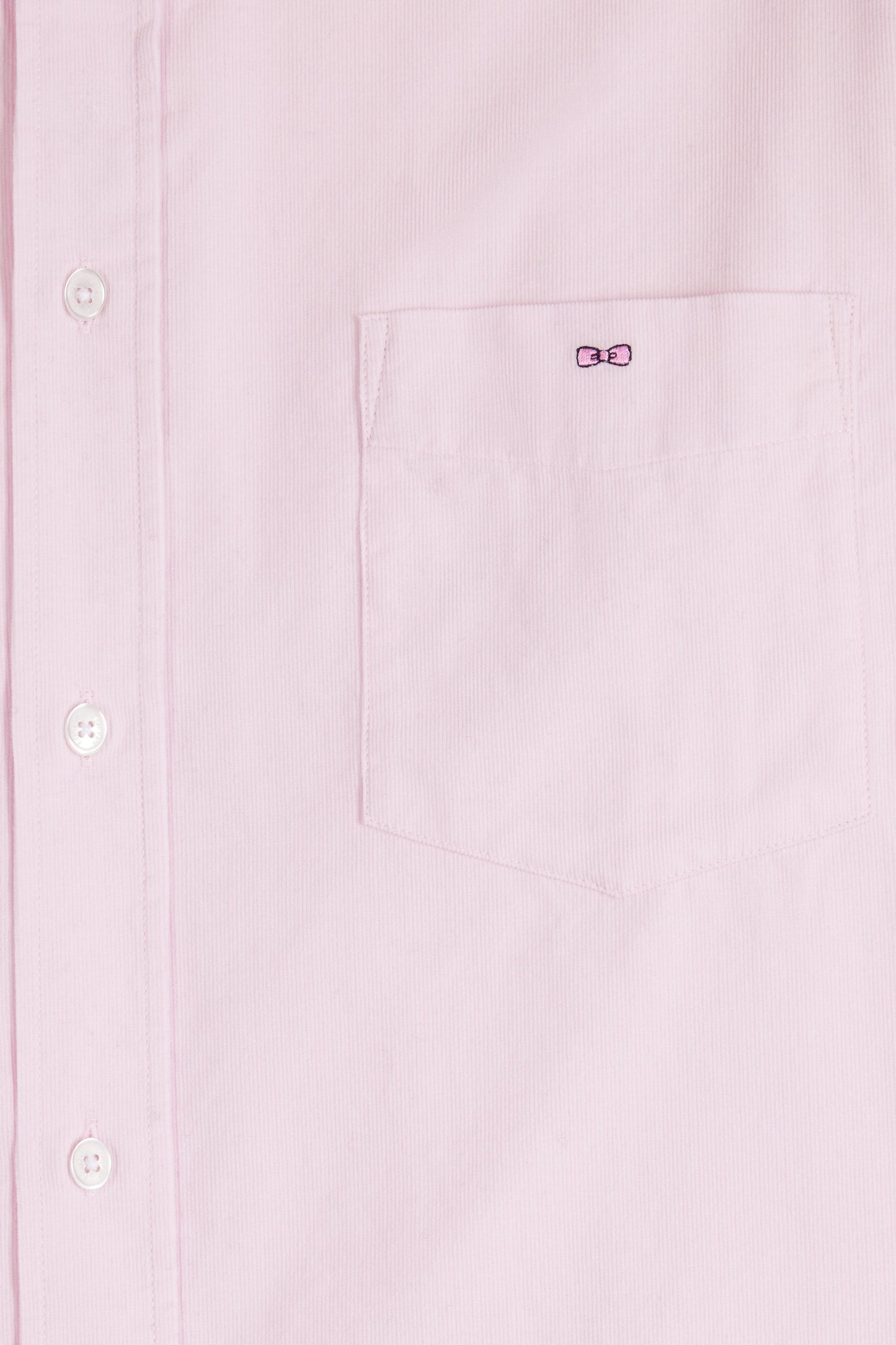 Plain pink corduroy shirt with button-down collar and regular-fit breast pocket