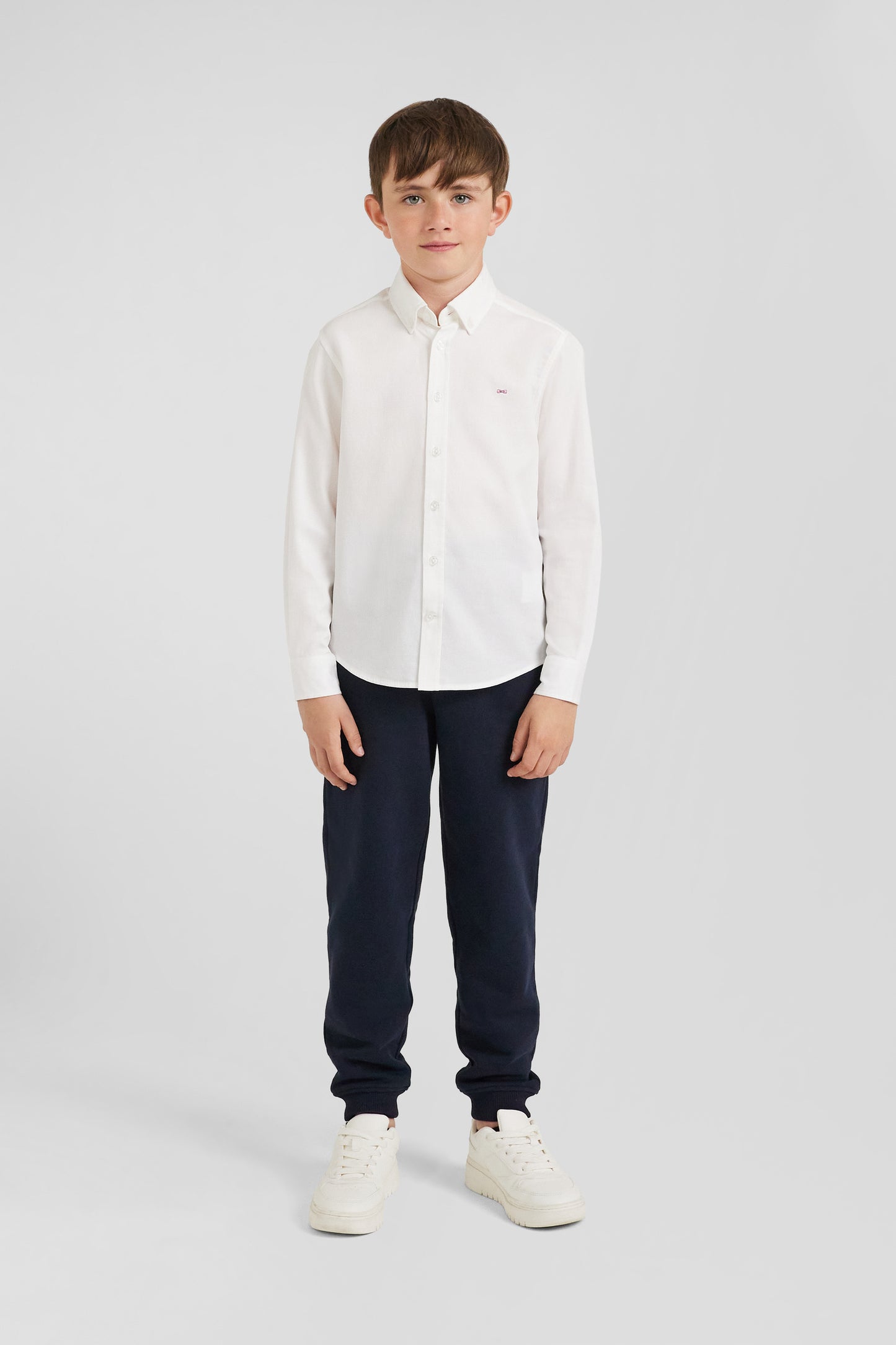 Regular white oxford cotton shirt