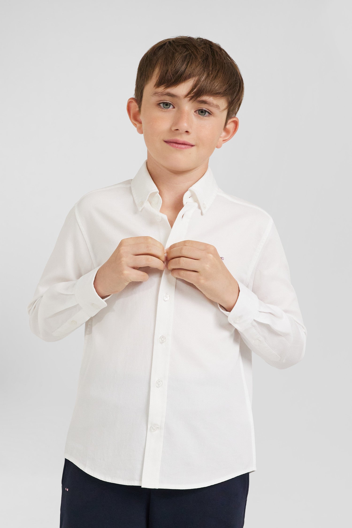 Regular white oxford cotton shirt