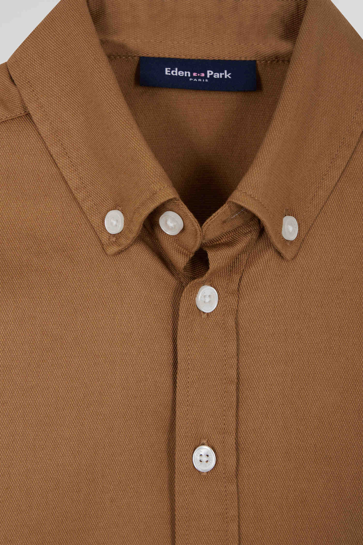 Regular camel oxford cotton shirt