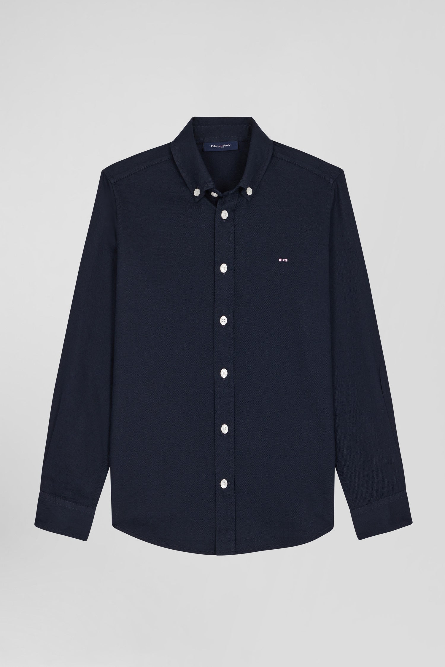 Regular navy blue oxford cotton shirt