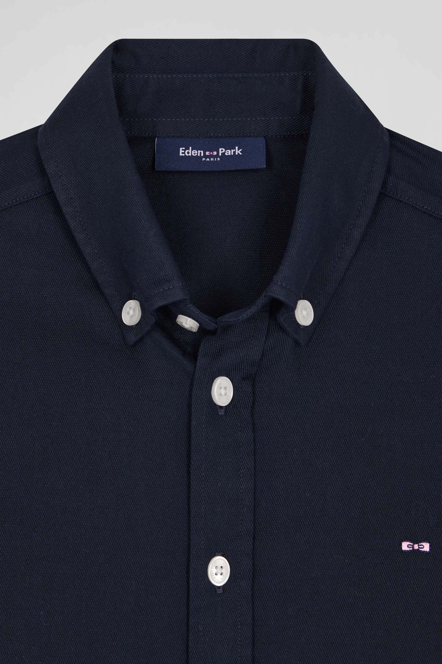 Regular navy blue oxford cotton shirt