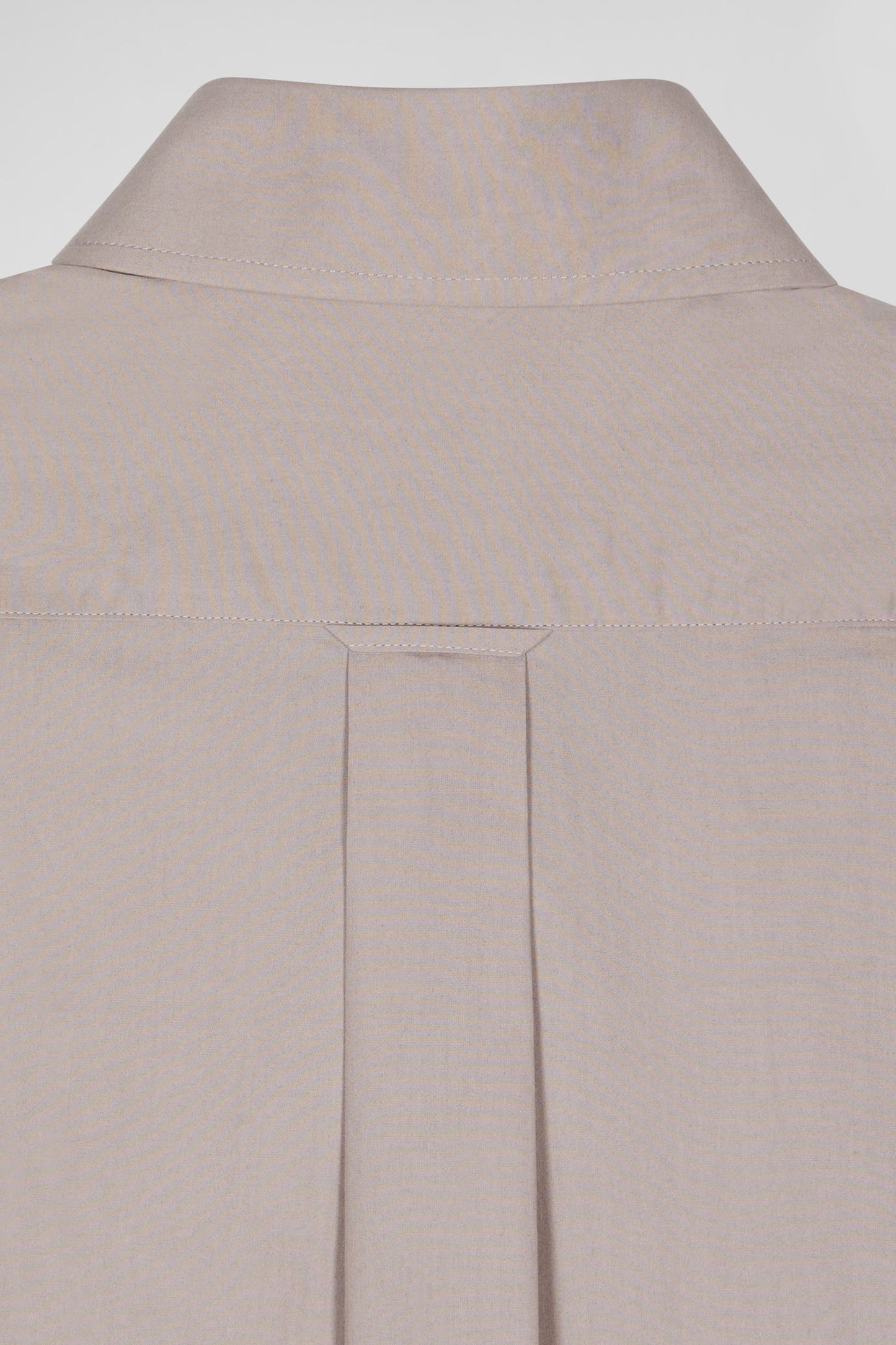 Regular grey cotton poplin shirt with button-down collar and printed elbow patches