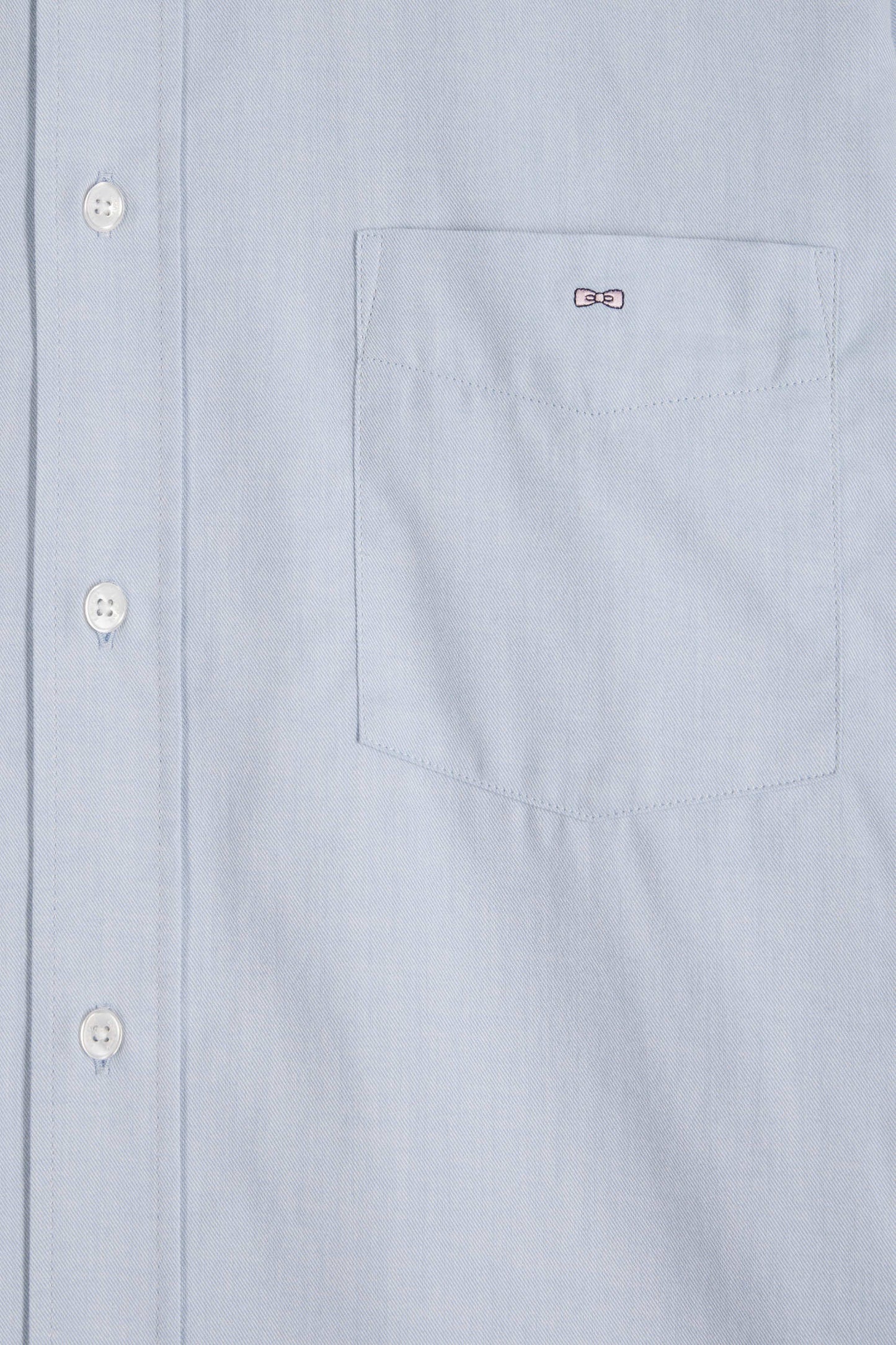 Regular plain sky blue cotton twill shirt with button-down collar